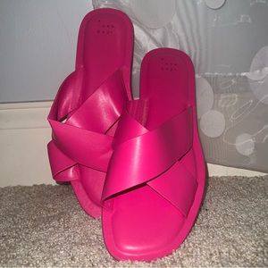 A New Day Lennon Pink Crossband Slide Sandals Size 9